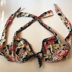 Black & pink floral design Tommy Bahama Bikini top